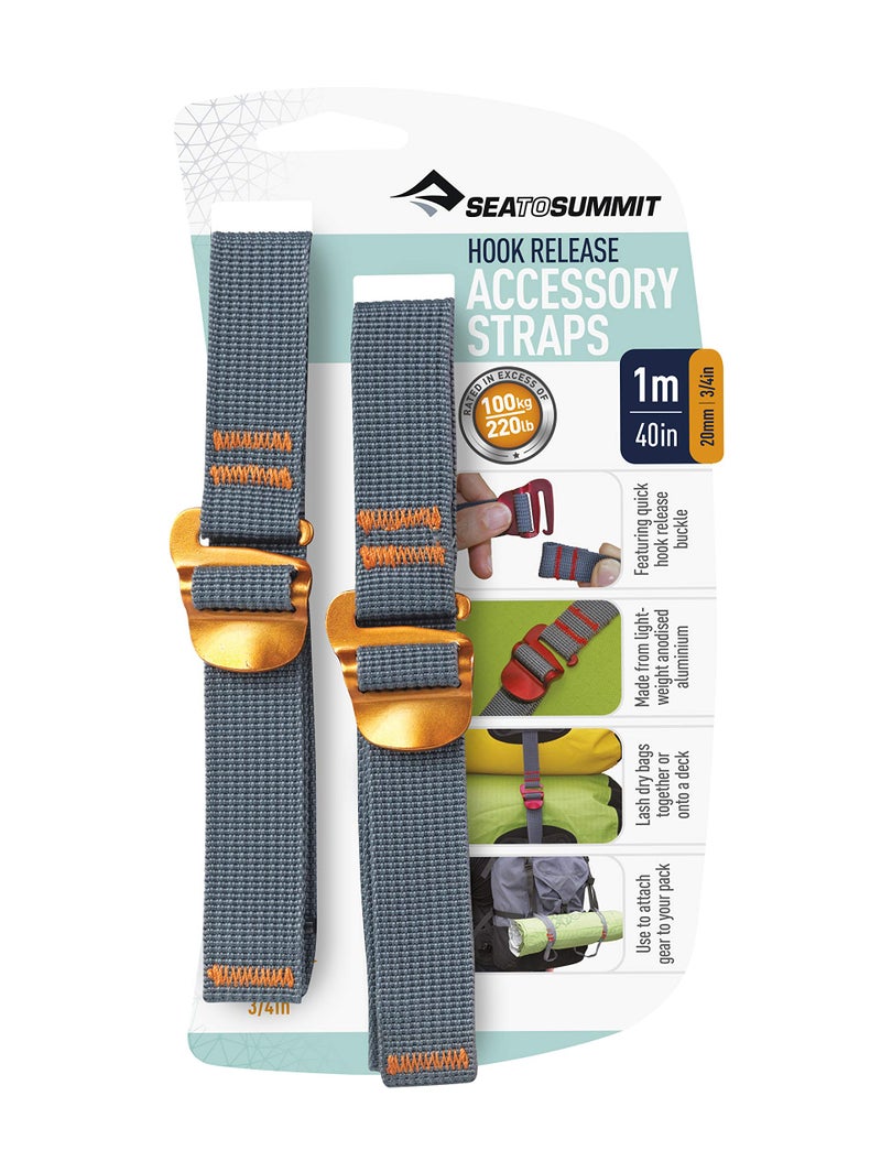Sea to Summit Accessory Strap with Hook Release - pair (20MM / 3/4" Webbing by 1M Long) - Color May Vary - Image 2